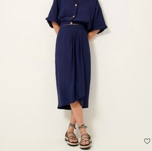 NWT Sessun Elegant Blue Midi Skirt Size 36/US 4